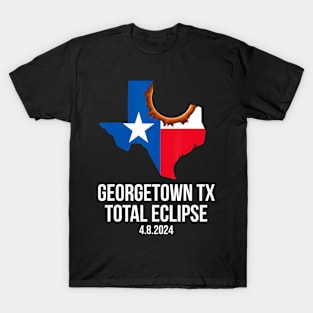 Georgetown Texas Total Eclipse 2024 State Outline Texan Flag T-Shirt